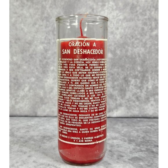 Prayer to Saint Undoer San Deshacedor Red Glass Candle Botanica Shamanic 8.5" - Picture 7 of 9